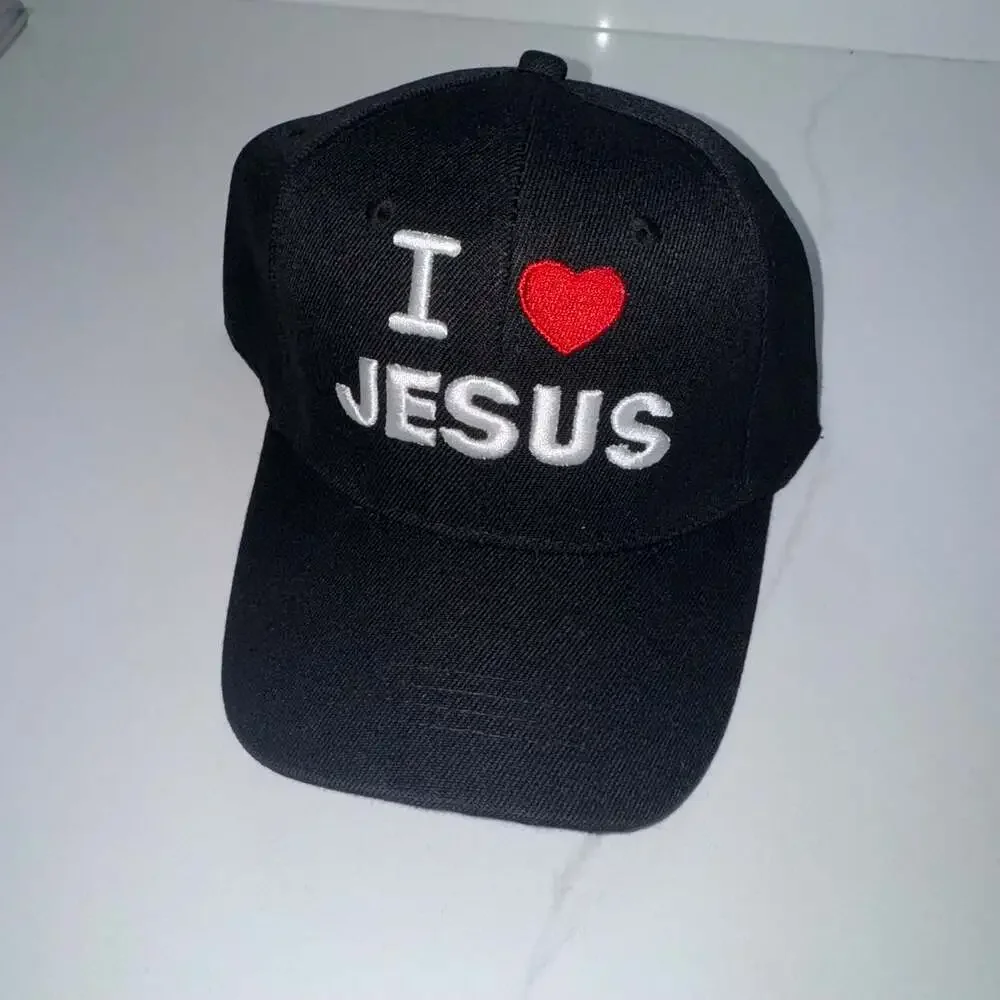 LjIsland Black Baseball Cap with 'I Love Jesus' Embroidery